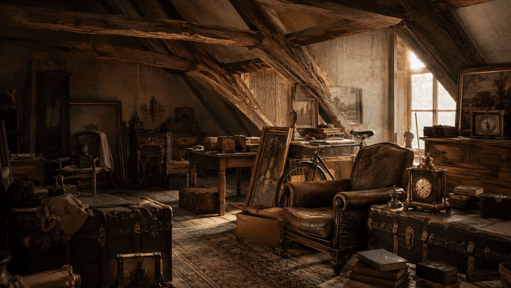 Objets anciens dans un grenier